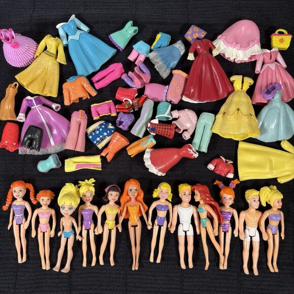 Vintage Polly Pockets - Mixed Lot - 12 Dolls and Dozens of Clothing Accessories - Picture 1 of 8